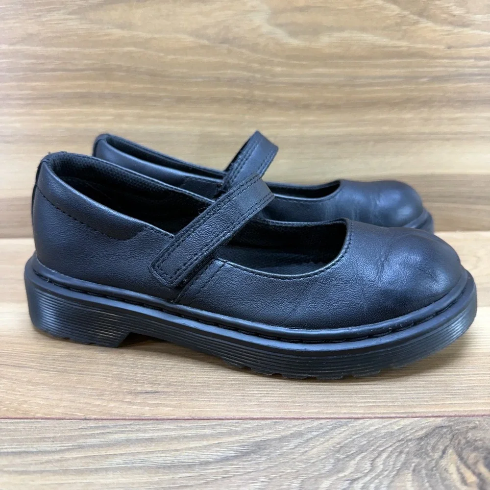 Dr Martens Maccy Mary Janes Girls Size 1‎ Black Leather Flats School Punk Y2K
